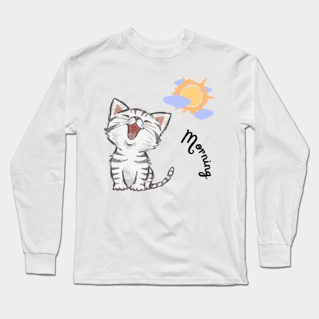 cat tama cute black cat love Long Sleeve T-Shirt by samidib16